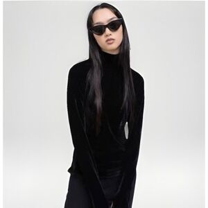Killstar Echonova Velvet Turtleneck Top Black Noctem NWT Goth Small